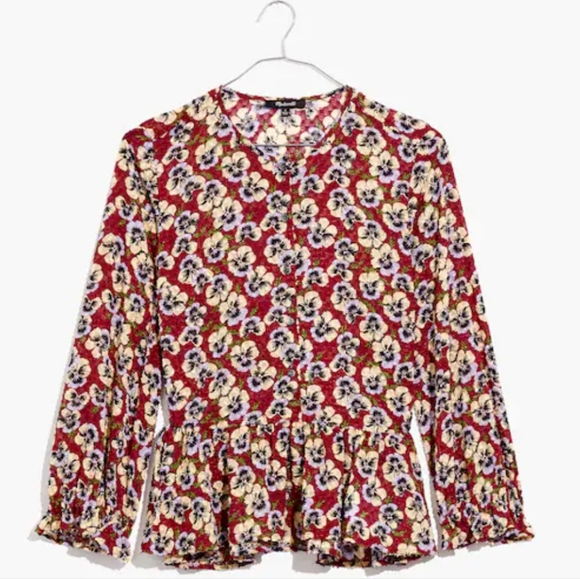 Madewell Tops - Madewell Ruffle Hem Top Blouse Viola Floral XS